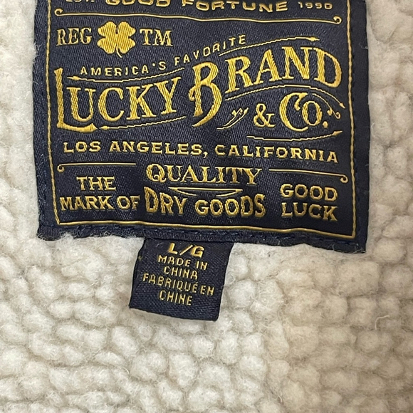 Lucky Brand Sherpa-Lined Plaid Flannel Jacket - Blue and Gray, Size Men’s Large - Picture 4 of 15